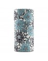 cilindervormige doos van washi-papier met blauw en zwart bloemenmotief voor thés et traditions