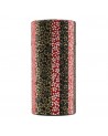 Boîte cylindrique décorée de motifs floraux rouges noirs et dorés style japonais pour thé