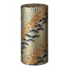 cilindervormige doos van washi-papier met bloem- en bamboesmotieven in goud zwart en groen