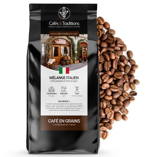 Café en Grains Blend Italien, Café Corsé Italien, 1kg