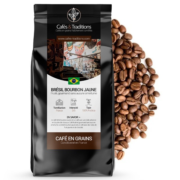 Café Torréfié en Grain Brésil Supérieur 1Kg - Les Cafés Dubois