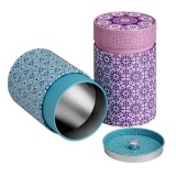 Andalusia theedozen met paarse en blauwe geometrische motieven met roestvrijstalen binnenkant en afneembaar deksel