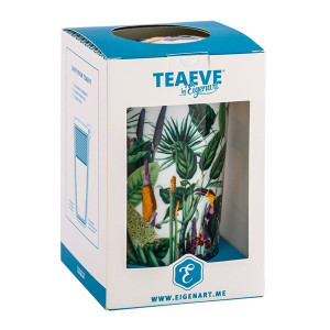 Thee-infuser Rainforest decoratie tropische bladeren vogels witte en blauwe doos
