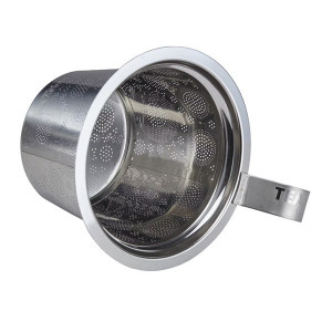Edelstahl-Teefilter mit Griff, dekorative Perforationen im Panda-Motiv