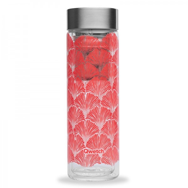 Théière verre gingko Orange feu Théière verre gingko Orange feu