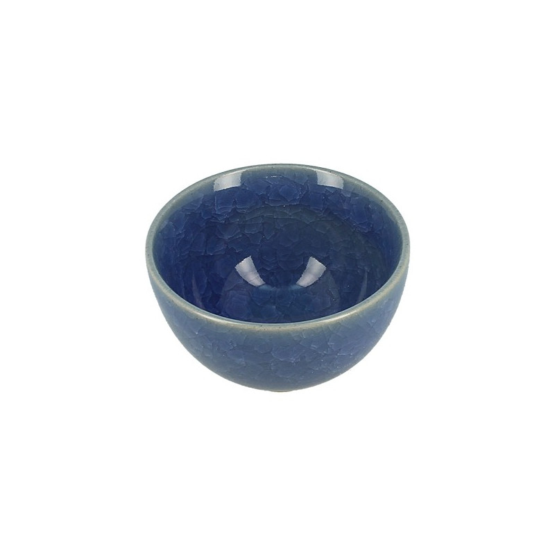 Dark blue celadon cup with crackled texture for tea or infusion