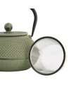 Teiera in ghisa verde con infusore in acciaio inossidabile capacità 80 cl manico nero ergonomico