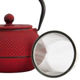 rode gietijzeren theepot met roestvrijstalen infuser capaciteit 80 cl
