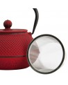 red cast iron teapot with stainless steel infuser 80 cl capacity