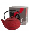 rode gietijzeren theepot 80cl met zwarte handgreep en Tokyo Design Studio presentatiedoos