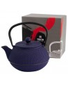 Gusseiserne Teekanne Arare Blau 80 ml mit schwarzem Griff und Präsentationsbox von Tokyo Design Studio