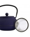 Blauwe gietijzeren theepot met roestvrijstalen theezeef capaciteit 80 cl traditioneel Japans design