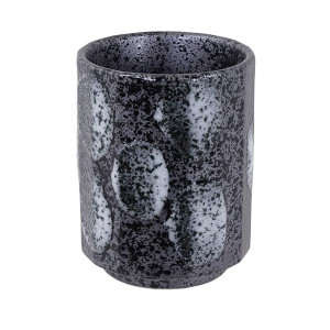 Zwart-grijze keramische kop met tetsu motieven capaciteit 30 cl voor thee of infusie