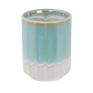 lichtblauwe en beige keramische kop capaciteit 30cl glanzende en getextureerde afwerking