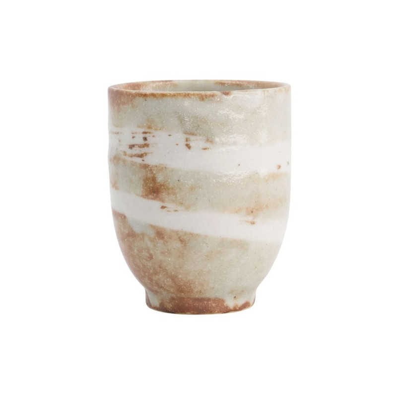 tasse en céramique style yunomi shino beige et blanc 20 cl pour thé