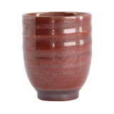 rode keramische yunomi tetsuaka kopje capaciteit 20 cl glanzende en getextureerde afwerking