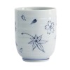 Wit porseleinen kopje met esdoornblad- en blauwe bloemmotieven 16 cl Thés & Traditions