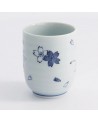 Weiße Porzellanschale mit blauen und weißen Ahornblüten, 16 cl
