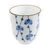 Wit porseleinen kopje met blauwe bloemen en gouden rand capaciteit 16 cl