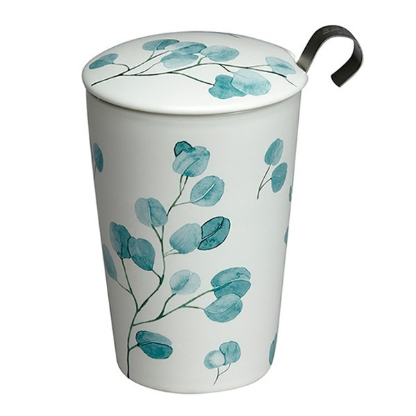 Tisaniera Eucalyptus TEAEVE® di Eigenart con il suo design naturale che evoca impronte di foglie blu