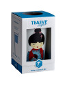 Theemok Little Geisha Red met geisha- en waaiermotief in witte en blauwe kartonnen verpakking