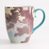 Keramische mok met vintage illustratie van berg Fuji en turquoise oor