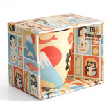 Keramische mok Japan decor motieven berg Fuji rijzende zon en kawaii dieren 380ml