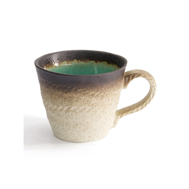 Japanse Yamasaku-mug in jadegroen steengoed