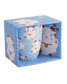 Blauwe keramische mok met kawaii gelukskat motieven 380 ml met Tokyo Design Studio cadeaudoos