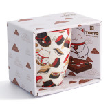 Mok 380ml met motieven van gelukskatten en kleurrijke sushi in Tokyo Design Studio verpakking