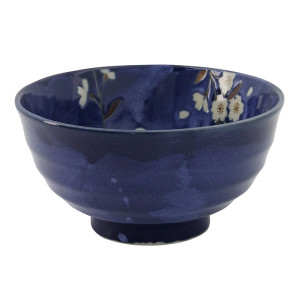 Keramikschale in Blau mit Kirschblüten-Sakura-Motiv, 600 ml Fassungsvermögen
