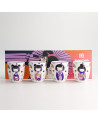 Coffret de quatre tasses kawaii Maiko 170 ml avec motifs de geishas et fleurs colorées