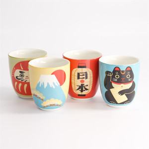 gift box of four kawaii cups with Japanese patterns 170 ml Thés & Traditions
