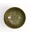 Grüne Keramikschale mit fleckiger Glasur und glänzender Oberfläche aus dem Shinryoku Schalen-Set