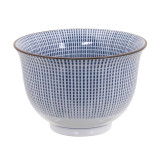 Porseleinen beker Sendan Blue met blauw geruit motief capaciteit 190ml zonder oor