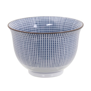 Porseleinen beker Sendan Blue met blauw geruit motief capaciteit 190ml zonder oor