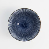 Sendan Blue beker 190ml in blauwe keramiek met concentrische geometrische motieven