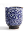 Porcelain cup with sometsuke design, maple leaves and blue flowers, 200ml