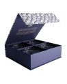 Set of four Aisai Seigaiha bowls 550ml Japanese wave pattern blue and white in rigid box
