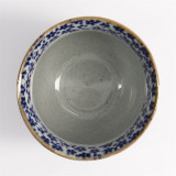 Sometsuke mini sakura kopje 200ml blauwe en witte bloemrand in traditioneel Japans porselein