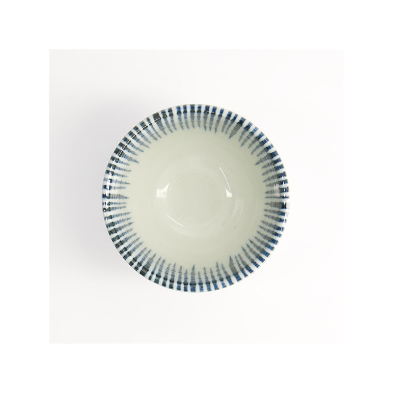 Shin Tokusa cup 180ml in white ceramic with blue stripes around the rim