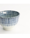 Tasse en céramique blanche avec rayures bleues verticales capacité 180 ml