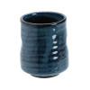 blue ceramic cup with glossy finish irregular rounded shape for Japanese tea