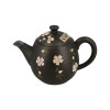 Tokoname black teapot 380ml - White flower and leaf