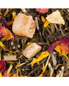 pure passion green tea leaves tea pieces fruit pieces and colorful flower petals
