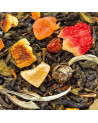 Dragon white tea blend white tea leaves and colorful dried fruit pieces