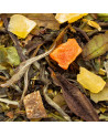 white tea blend leaves and peach passion fruit pieces