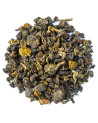 Trockene Blätter des Oolong Tie Guan Yin mit grünen und braunen Nuancen