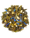 Oolong-Tee-Mischung mit Pfirsich und Vanille, Blütenblättern und Stücken getrockneter Früchte