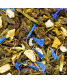 Oolong-Teemischung mit Pfirsich, Vanille und blauen Blütenblättern